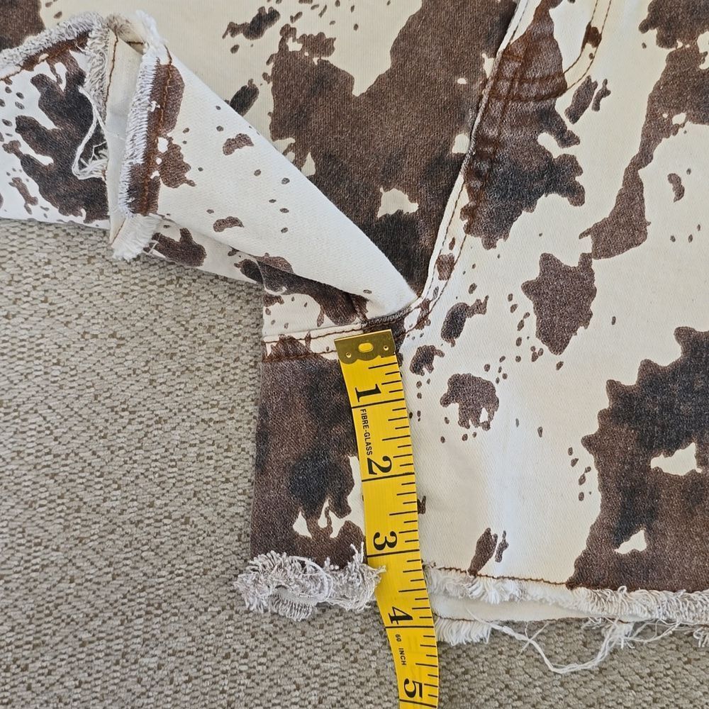 Judy Blue Brown & White Cowprint High-Rise Denim Shorts - Picture 9 of 11